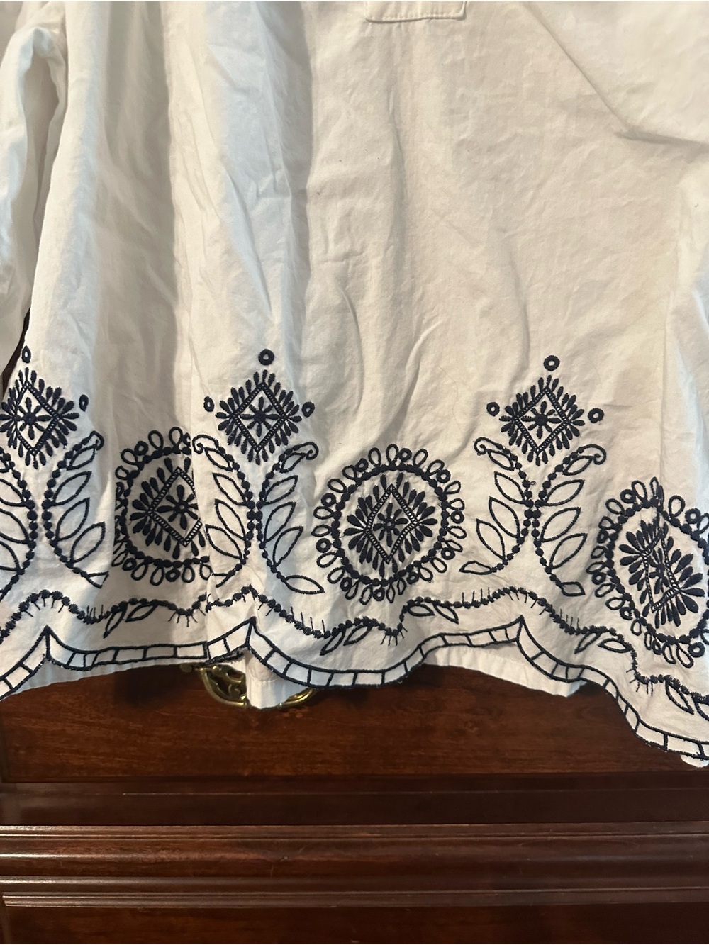 crown & ivy White Blouse with Navy Embroidery - Picture 3 of 5